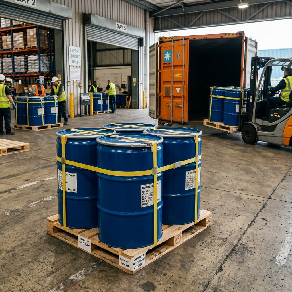 Food-Grade High-Maltose Liquid Glucose Syrup DE42 (300kg Steel Drum) - Export Packaging