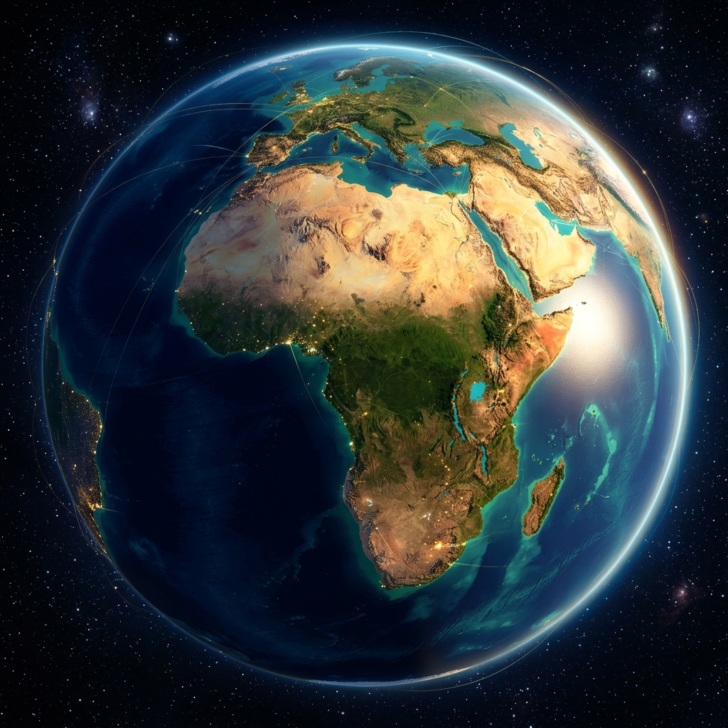 Interactive 3D rotatable global trade corridor mesh with 48 verified trade hubs